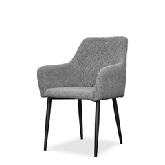 Kaya Dining Chair in Grey side angle - boucle dining chair - Whats New Furniture Portland OR