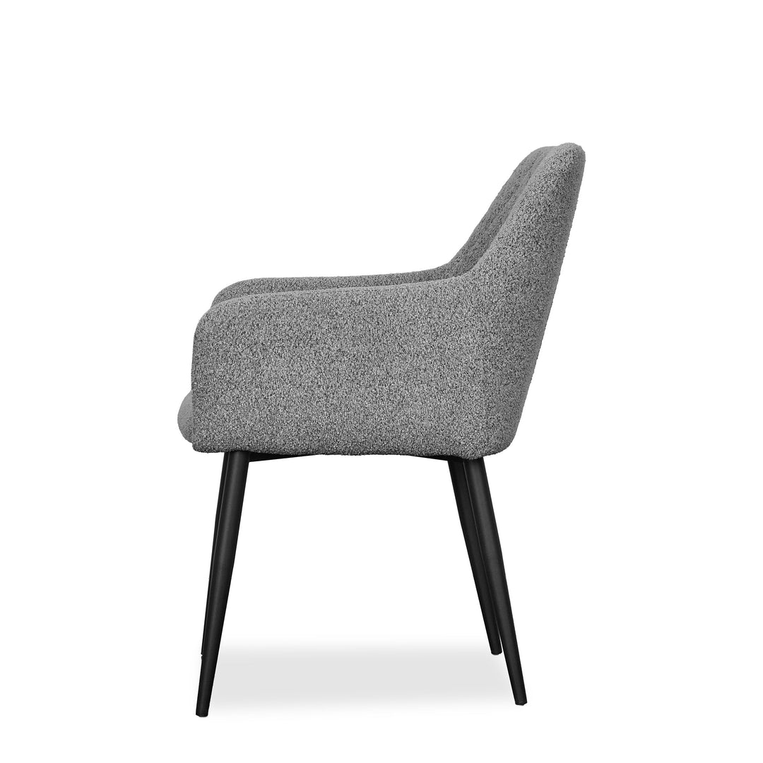 Kaya Dining Chair in Grey side view - boucle dining chair - Whats New Furniture Portland OR