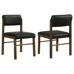 Kehoe Upholstered Dining Side Chair Black and Walnut (Set of 2) - What&