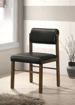 Kehoe Upholstered Dining Side Chair Black and Walnut (Set of 2) - What&