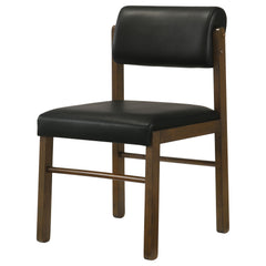 Kehoe Upholstered Dining Side Chair Black and Walnut (Set of 2) - What&
