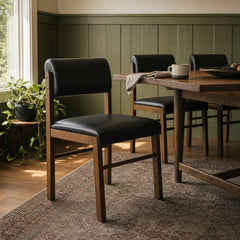 Kehoe Upholstered Dining Side Chair Black And Walnut Set Of 2 styled in Portland Sellwood cottage living room - What&
