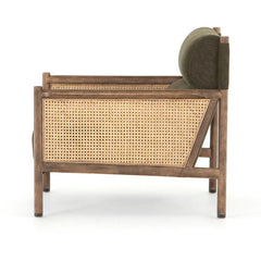 Kempsey Accent Chair in Sutton Olive back view - cane accent chair by Four Hands - Whats New Furniture Portland OR