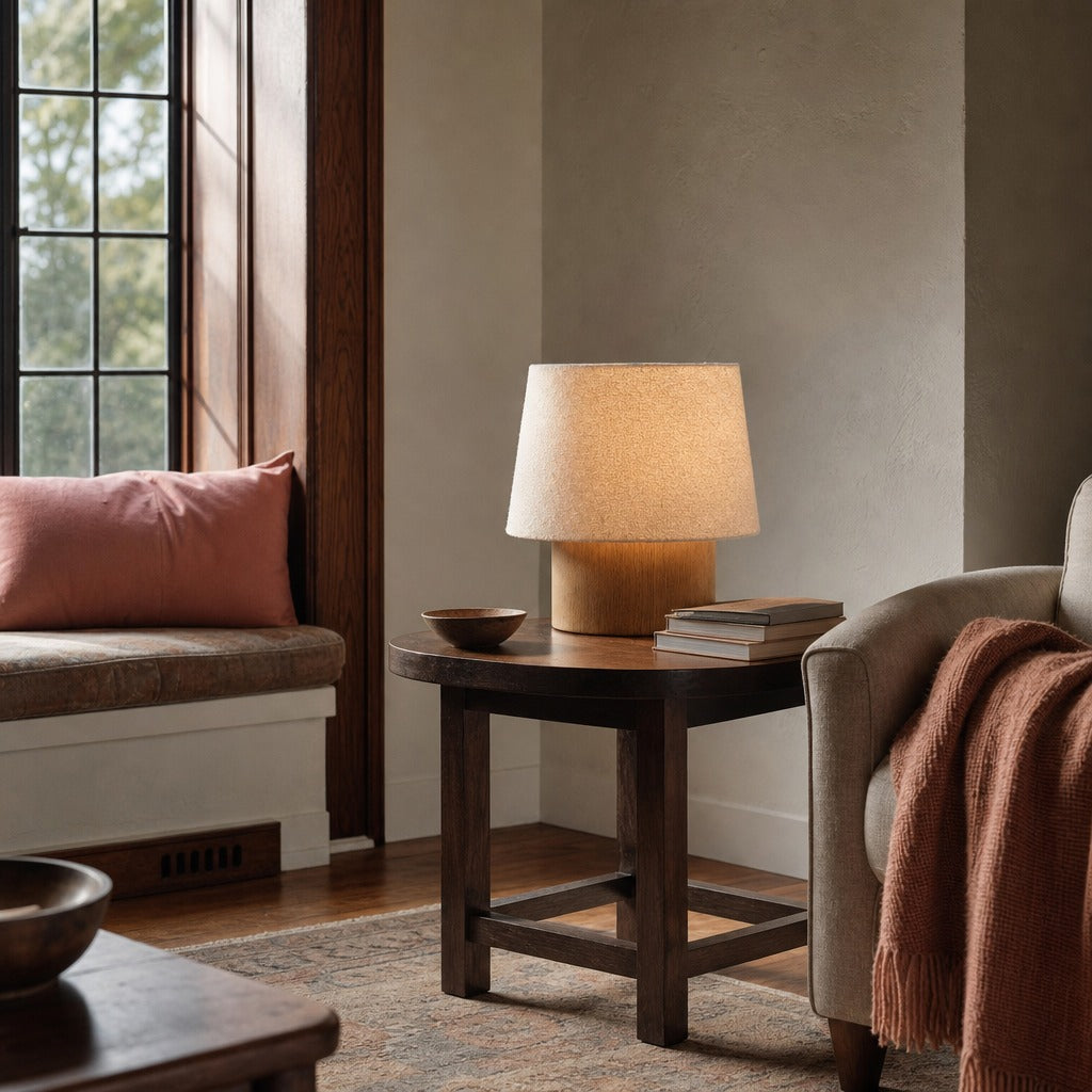 Kenoa Table Lamp styled in Portland Laurelhurst Tudor cottage living room - Whats New Furniture