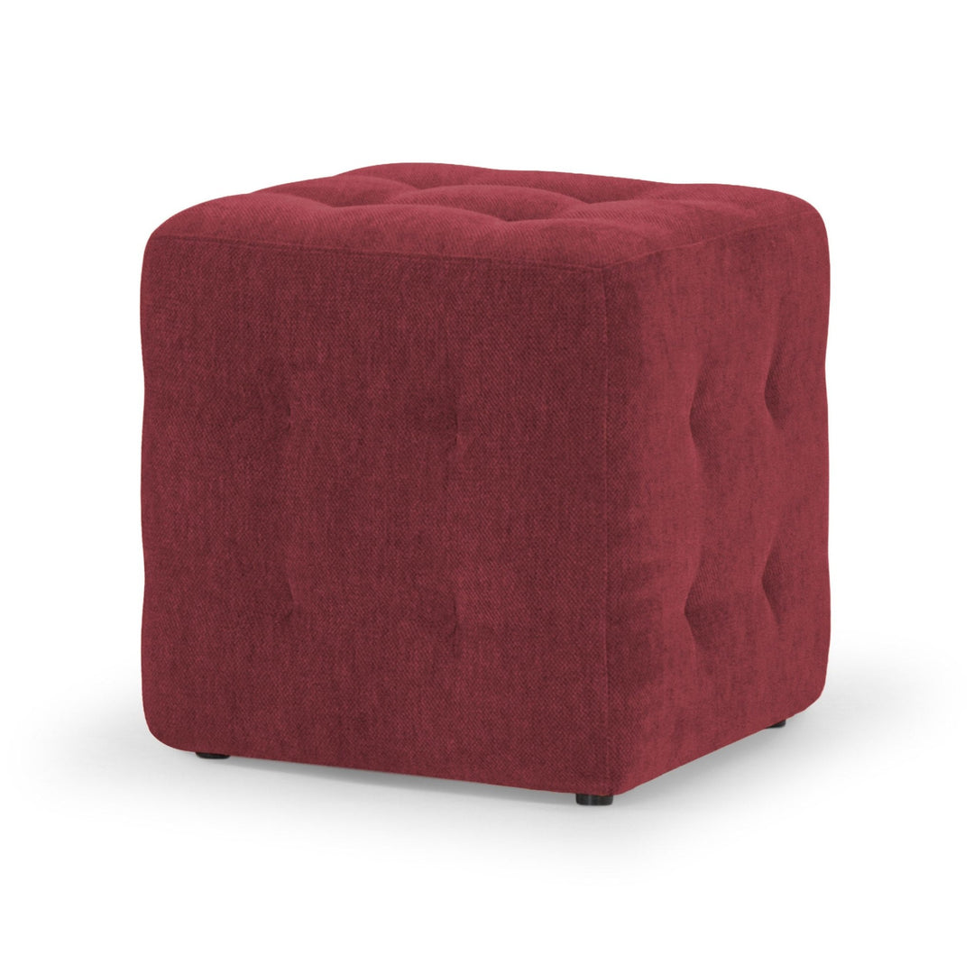 Kerby Cube Ottoman Stool in Claret side angle - cube ottoman stool private label - Whats New Furniture Portland OR