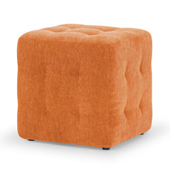 Kerby Cube Ottoman Stool in Pumpkin fabric colorway side angle - cube ottoman stool private label - Whats New Furniture Portland OR