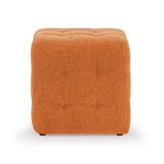 Kerby Cube Ottoman Stool in Pumpkin fabric colorway front view - cube ottoman stool private label - Whats New Furniture Portland OR