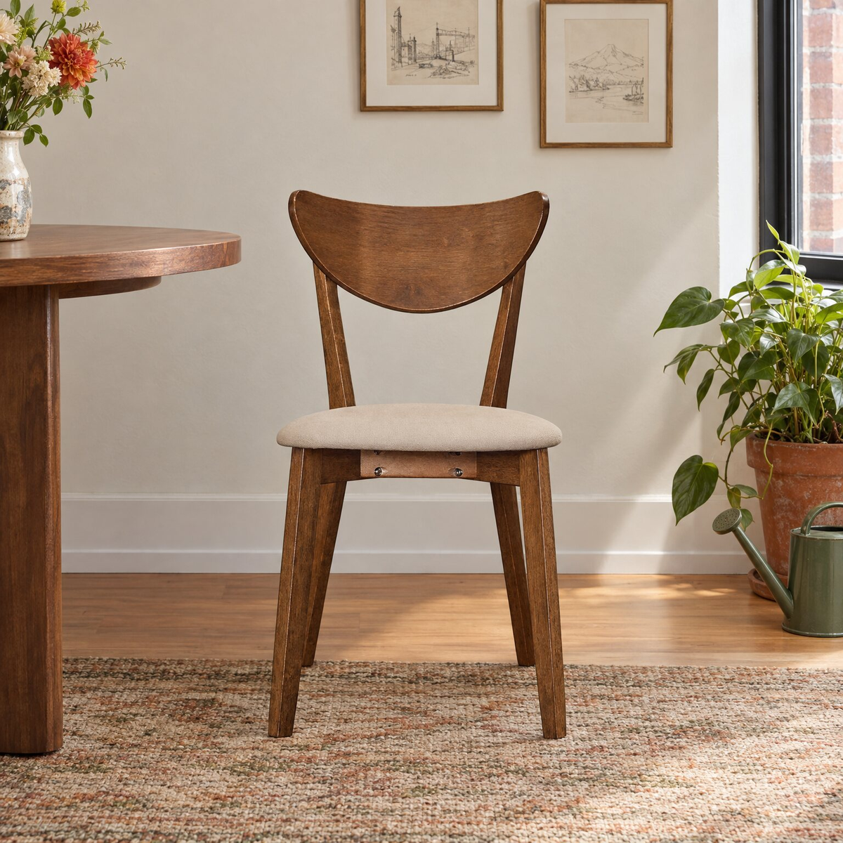 Kersey Mid-Century Dining Chair | Solid Walnut Crescent Back