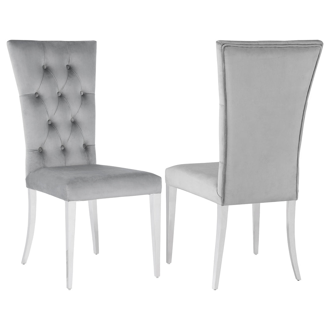 Kerwin Velvet Upholstered Dining Side Chair Grey (Set of 2) - What&