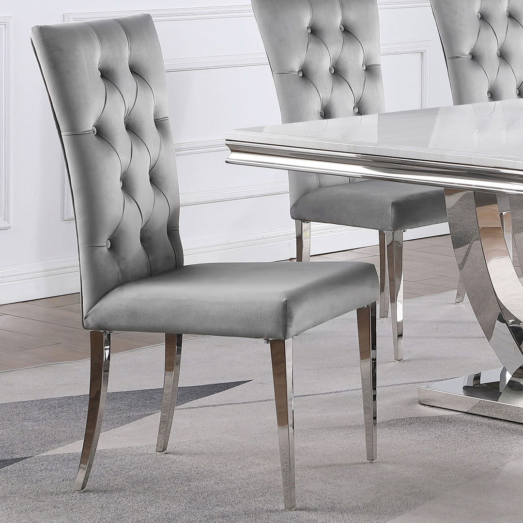 Kerwin Velvet Upholstered Dining Side Chair Grey (Set of 2) - What&