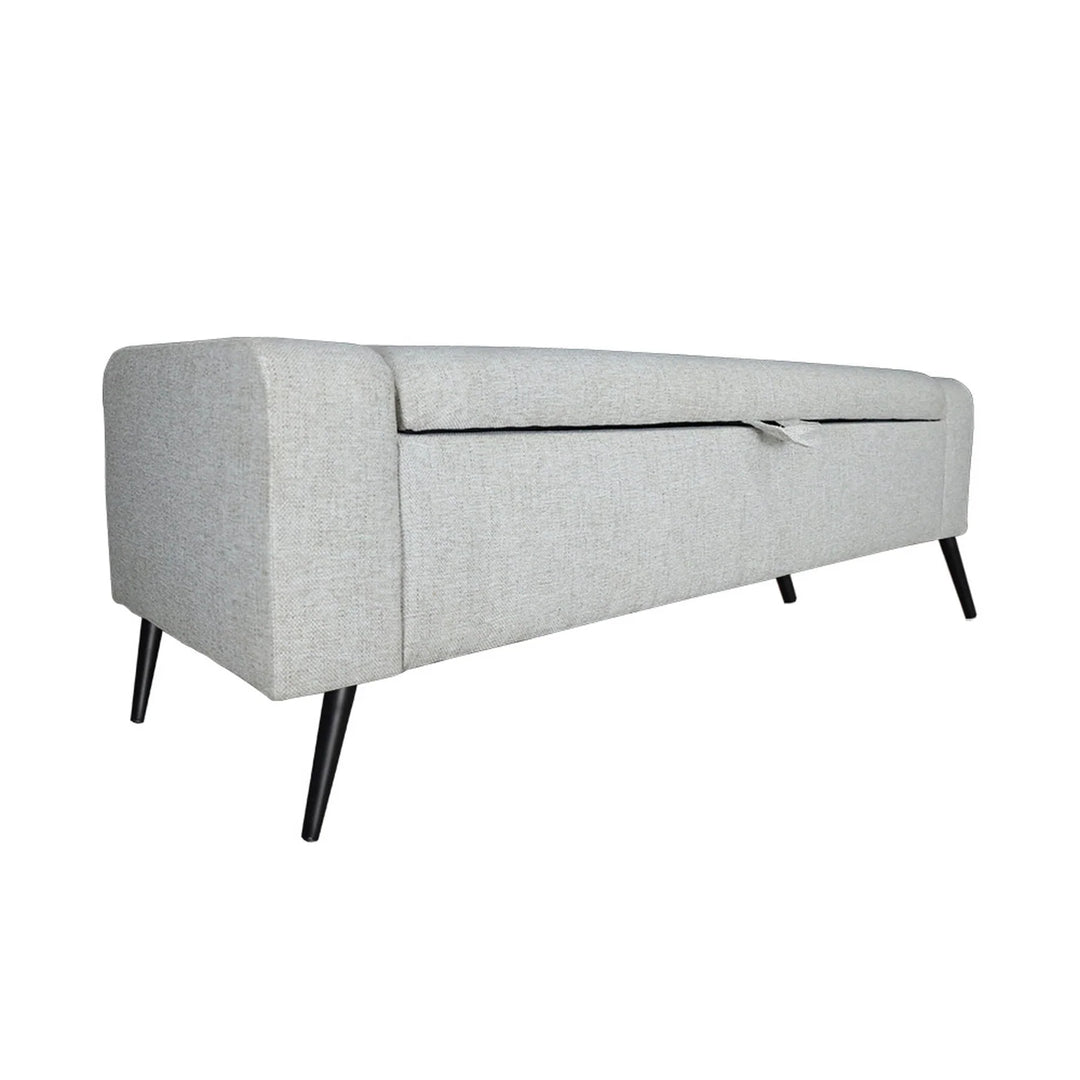 Khloe Storage Bench in Sand variant side angle - upholstered storage bench by LH Imports - Whats New Furniture Portland OR