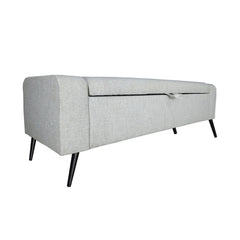 Khloe Storage Bench in Sand variant side angle - upholstered storage bench by LH Imports - Whats New Furniture Portland OR