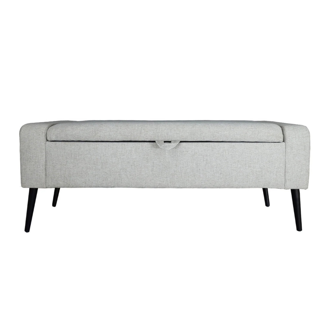 Khloe Storage Bench in Sand variant front view - upholstered storage bench by LH Imports - Whats New Furniture Portland OR