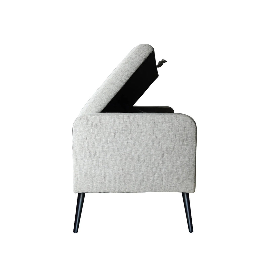 Khloe Storage Bench in Sand variant open front view - upholstered storage bench by LH Imports - Whats New Furniture Portland OR