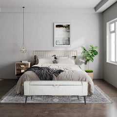Khloe Storage Bench in Sand variant room setting - upholstered storage bench by LH Imports - Whats New Furniture Portland OR