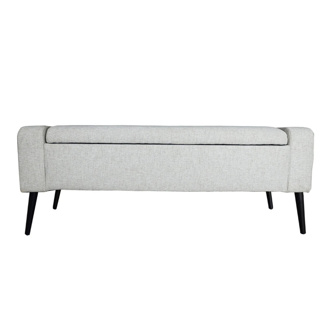 Khloe Storage Bench in Sand variant side view - upholstered storage bench by LH Imports - Whats New Furniture Portland OR