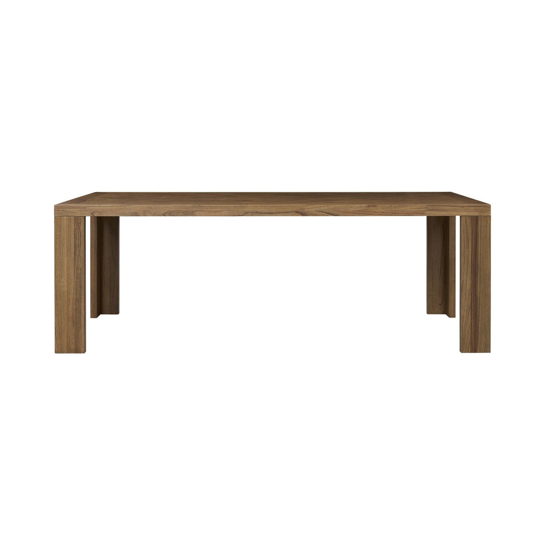 Kingston 86 Inch Herringbone Dining Table in Hazelnut Brown - front studio view - Whats New Furniture Portland