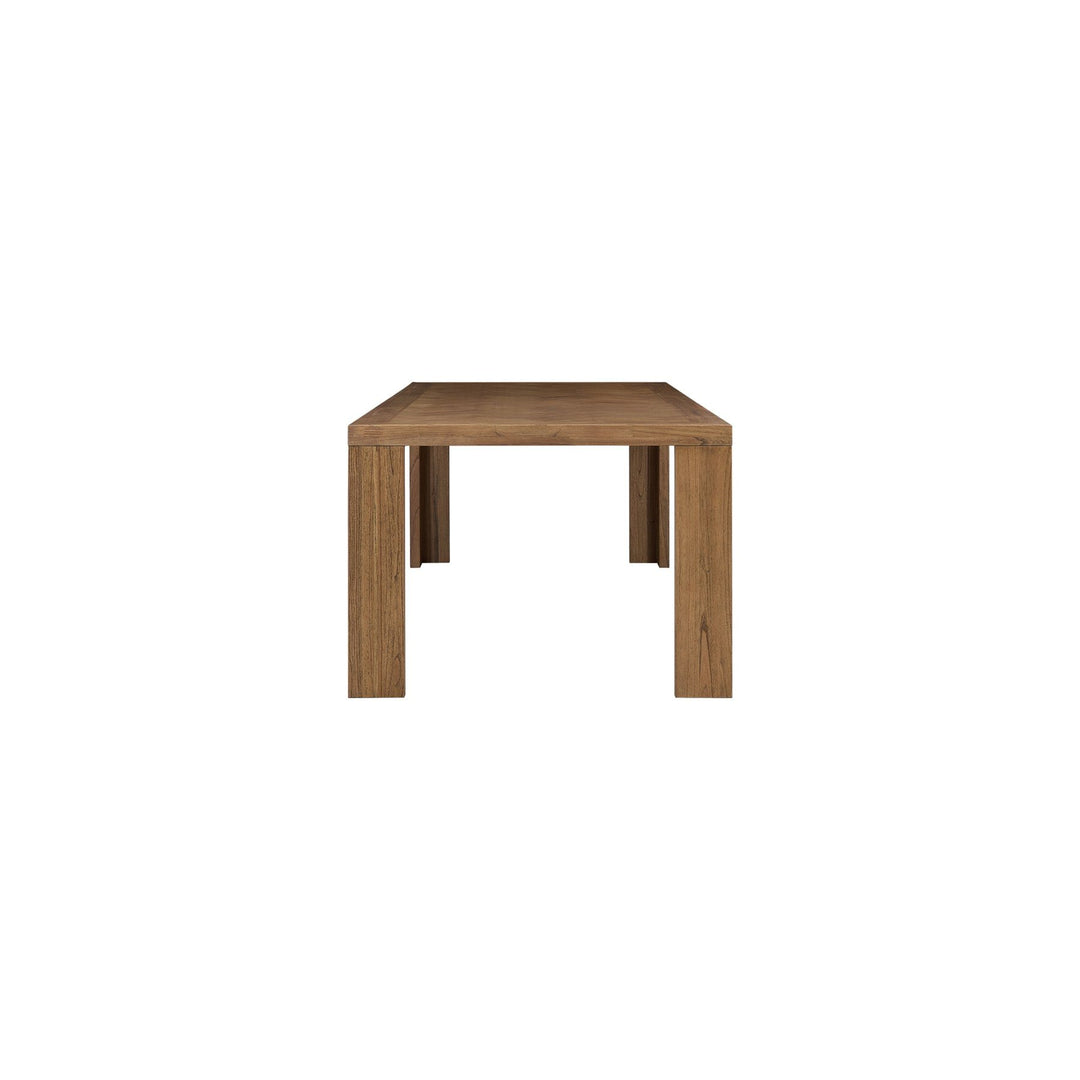 Kingston 86 Inch Herringbone Dining Table in Hazelnut Brown - side studio view - Whats New Furniture Portland
