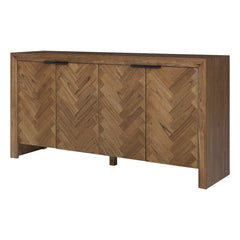 Kingston Herringbone 4-Door Sideboard in Hazelnut Brown - angled studio view - Whats New Furniture Portland