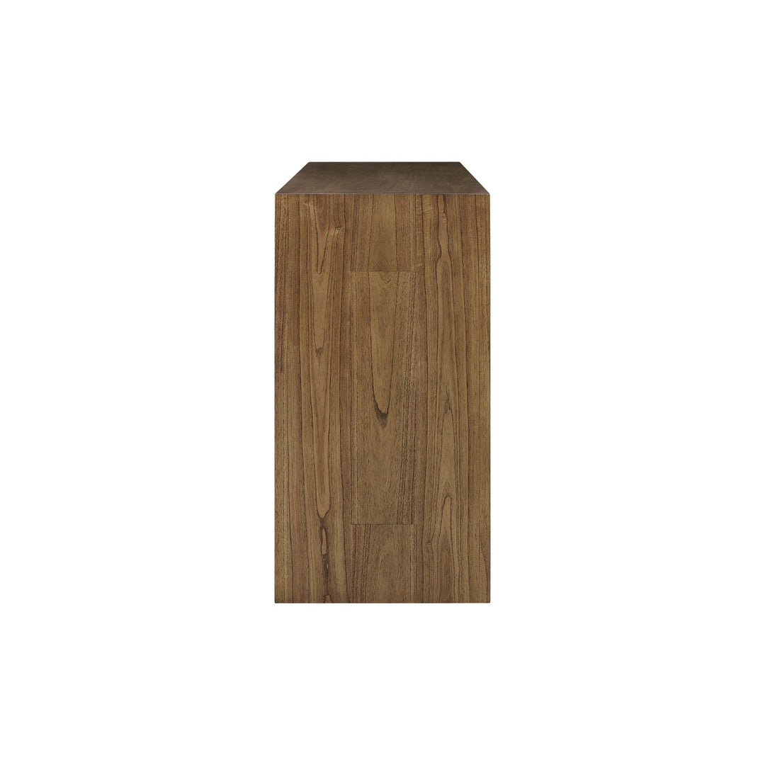 Kingston Herringbone 4-Door Sideboard in Hazelnut Brown - side studio view - Whats New Furniture Portland