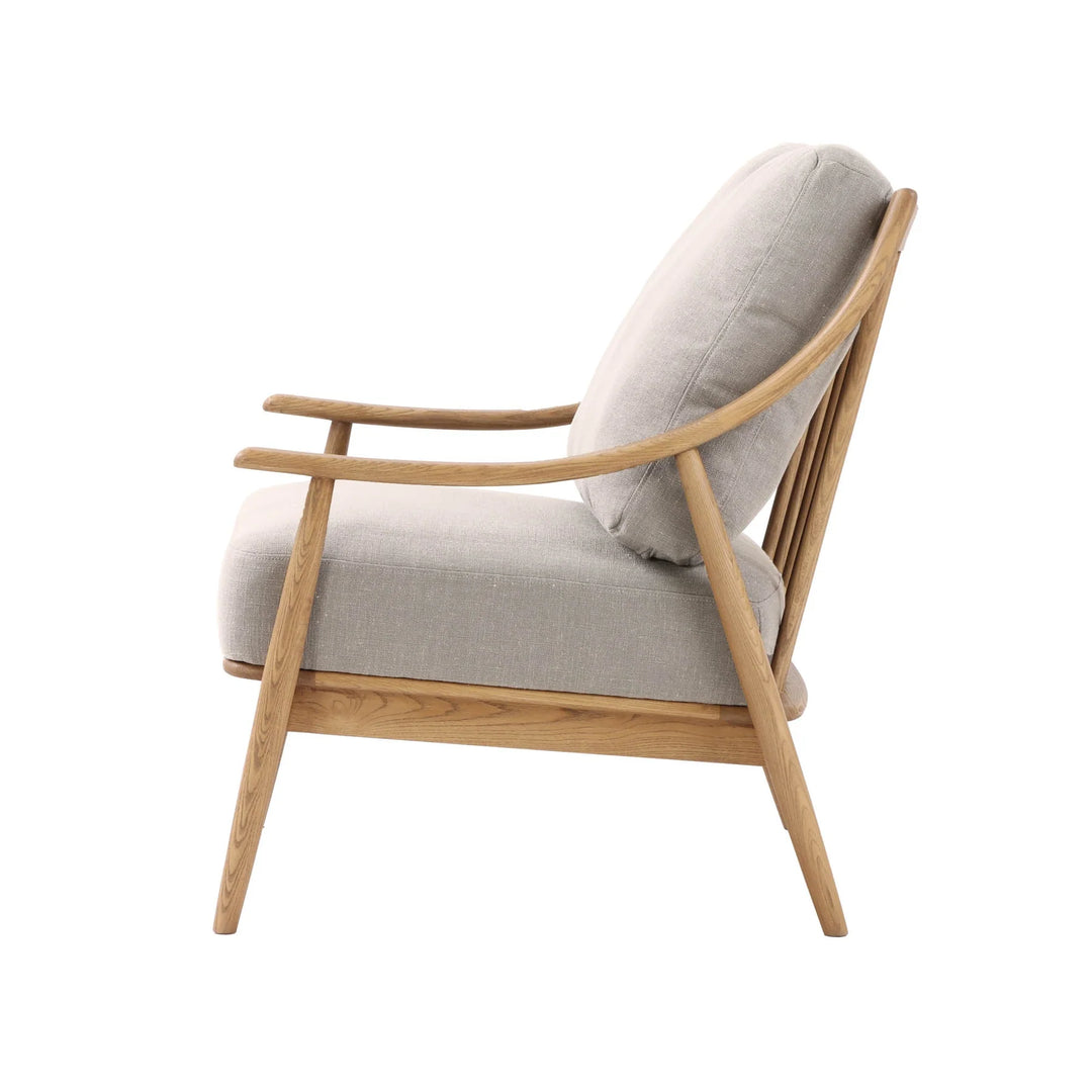 Kinsley Club Chair in Light Linen side view - ash frame club chair by LH Imports - Whats New Furniture Portland OR
