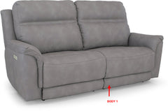 Klamath reclining sofa front view — Oregon-made custom fabric sofa