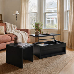 Knapp 2 Piece Lift Top Coffee Table Set Black styled in Portland Montavilla cottage living room - What&