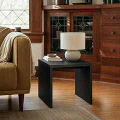 Knapp Engineered Wood Square Side End Table Black styled in Portland St. Johns bungalow living room - What&