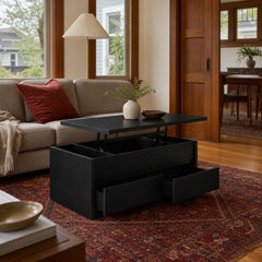 Knapp Lift Top Cocktail Coffee Table With Dual Drawers Black styled in Portland Ladd&
