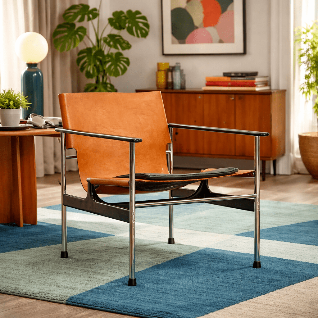 Leather Geometric Accent Chair - Whats New Furniture - Portland, Oregon