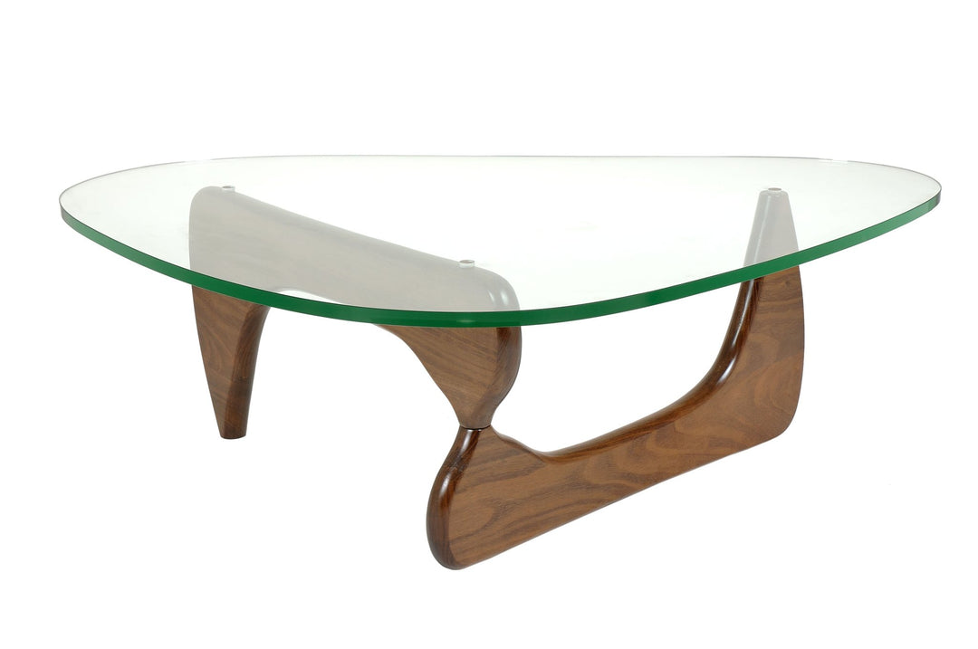 Kyoto Walnut Glass Top Coffee Table in Walnut - front studio view - Whats New Furniture Portland