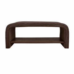 Kyran Rattan Coffee Table in Espresso Brown front view - rattan coffee table by NPD - Whats New Furniture Portland OR