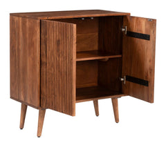 Lada Cabinet Walnut in walnut lifestyle setting - solid acacia storage cabinet by Zuo - Whats New Furniture Portland OR