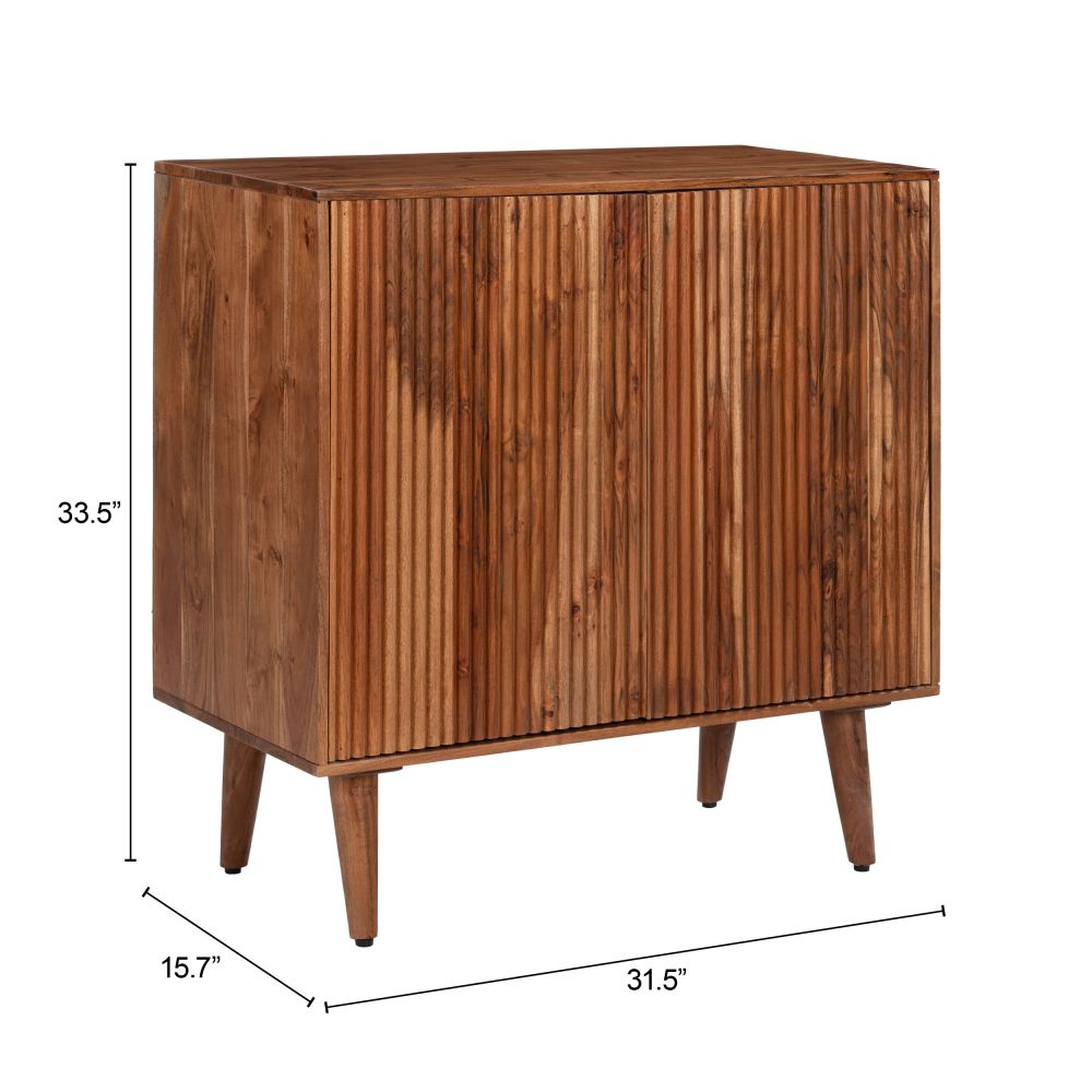 Lada Cabinet Walnut in walnut top-down view - solid acacia storage cabinet by Zuo - Whats New Furniture Portland OR