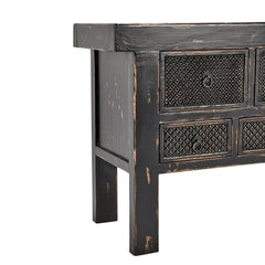 Lahey 11 Drawer Rectangle Console in Antique Pine drawer side view - reclaimed wood console by Classic Home - Whats New Furniture Portland OR