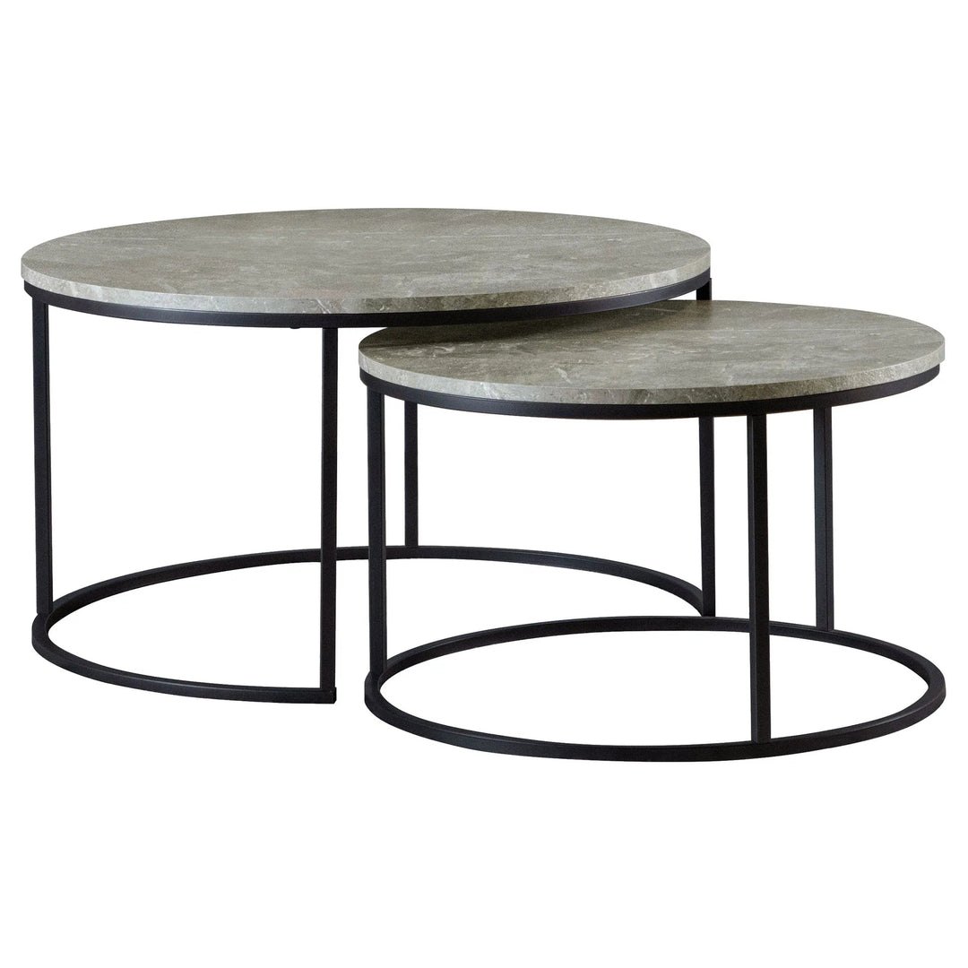 Lainey Nesting Coffee Table in Grey Faux Marble - round nesting coffee table set by Coaster - Whats New Furniture Portland OR