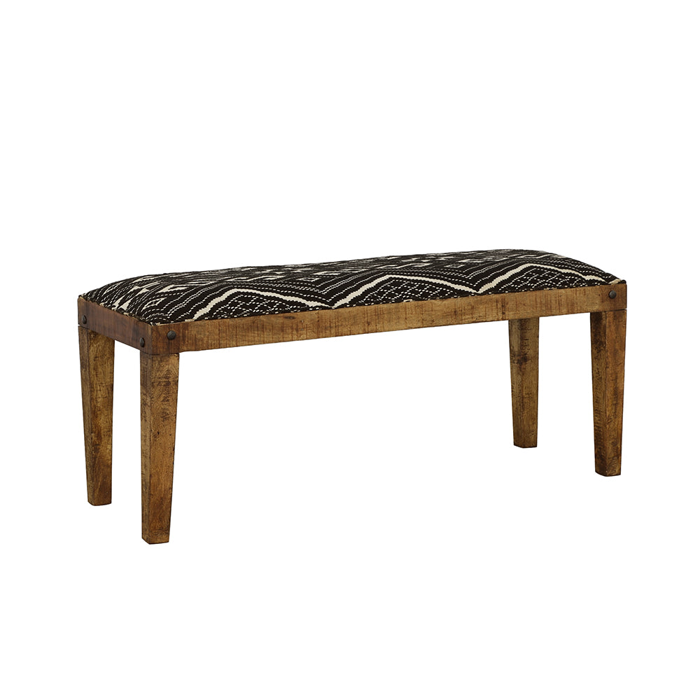Lamont Fabric Upholstered Accent Bench Black and Natural - What&