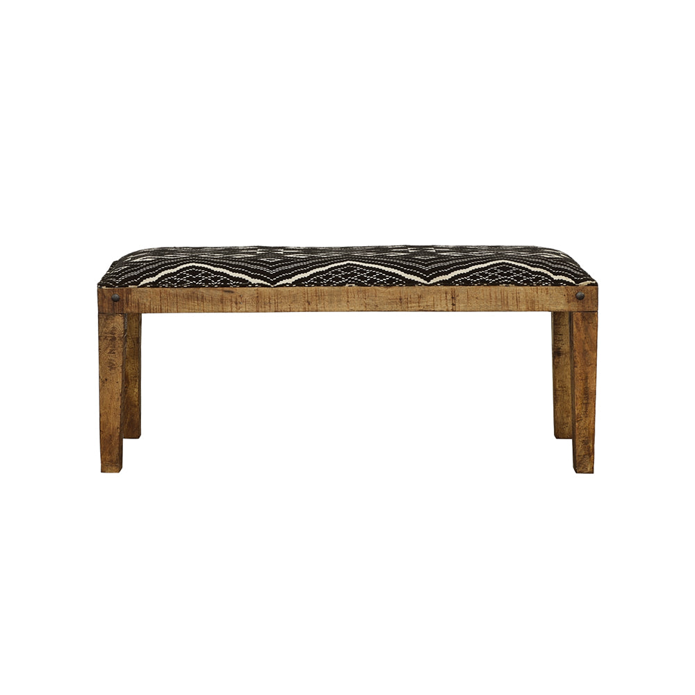 Lamont Fabric Upholstered Accent Bench Black and Natural - What&