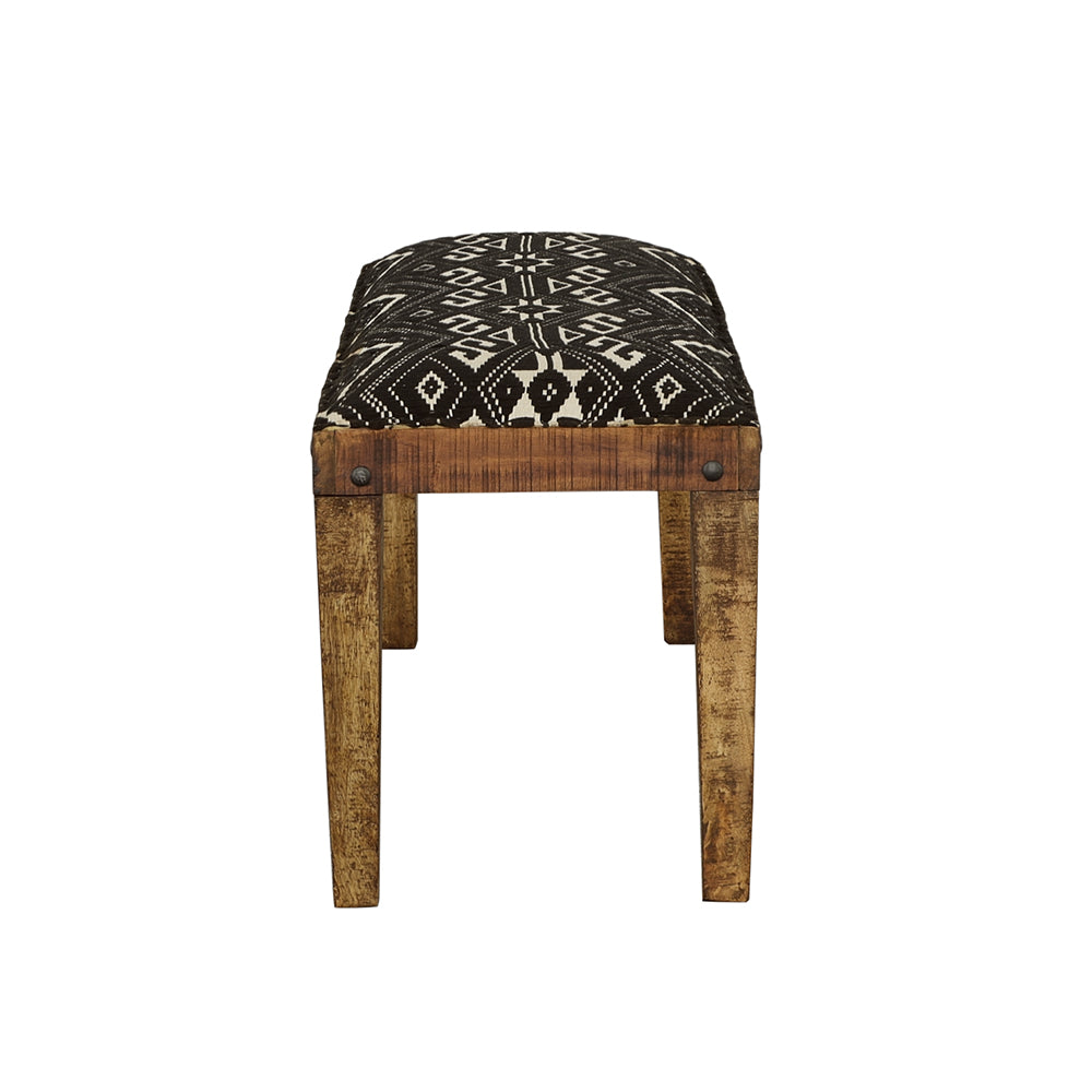 Lamont Fabric Upholstered Accent Bench Black and Natural - What&