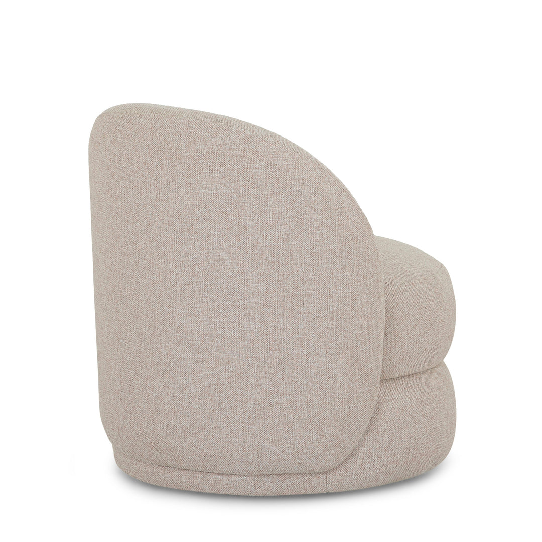 Lancaster Swivel Chair in Agnes Light Pink back view - sculptural boucle swivel chair private label - Whats New Furniture Portland OR