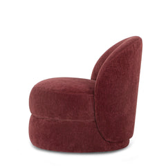Lancaster Swivel Chair in Canna Claret side view - sculptural boucle swivel chair private label - Whats New Furniture Portland OR