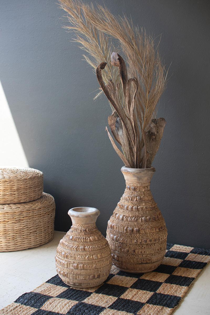 Large Carved Wood Vase — What&