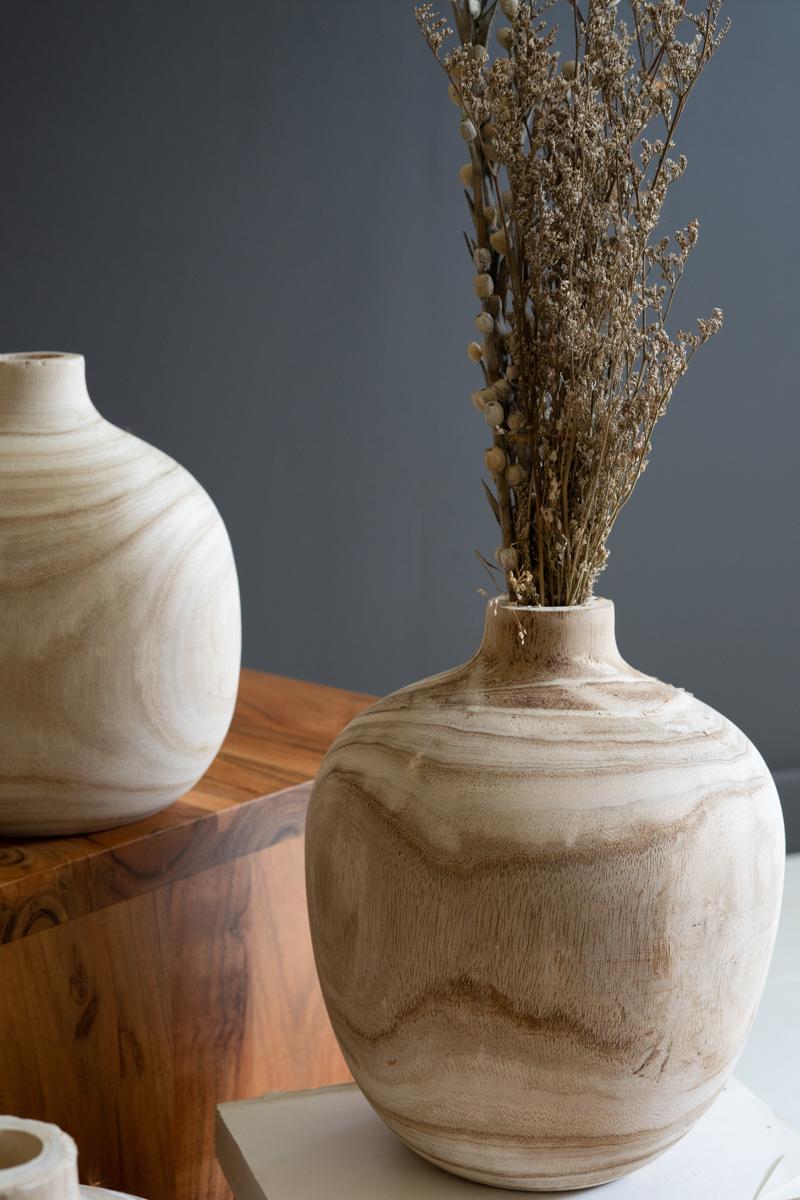 Large Turned Wood Bulb Vase — view 2