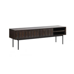 Latina Low Media Console in Dark Brown side angle - low media console by Unique Furniture - Whats New Furniture Portland OR