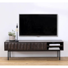 Latina Low Media Console in Dark Brown room setting - low media console by Unique Furniture - Whats New Furniture Portland OR