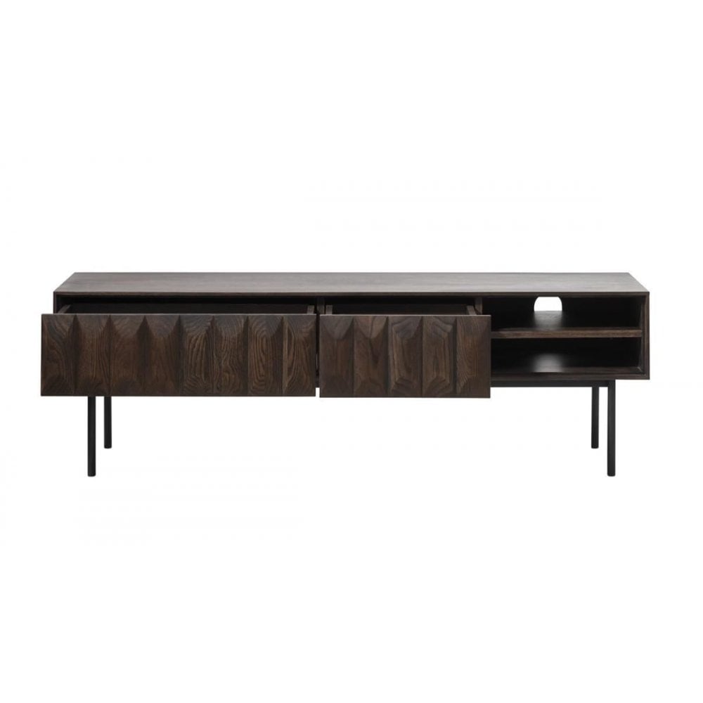 Latina Low Media Console in Dark Brown side view - low media console by Unique Furniture - Whats New Furniture Portland OR