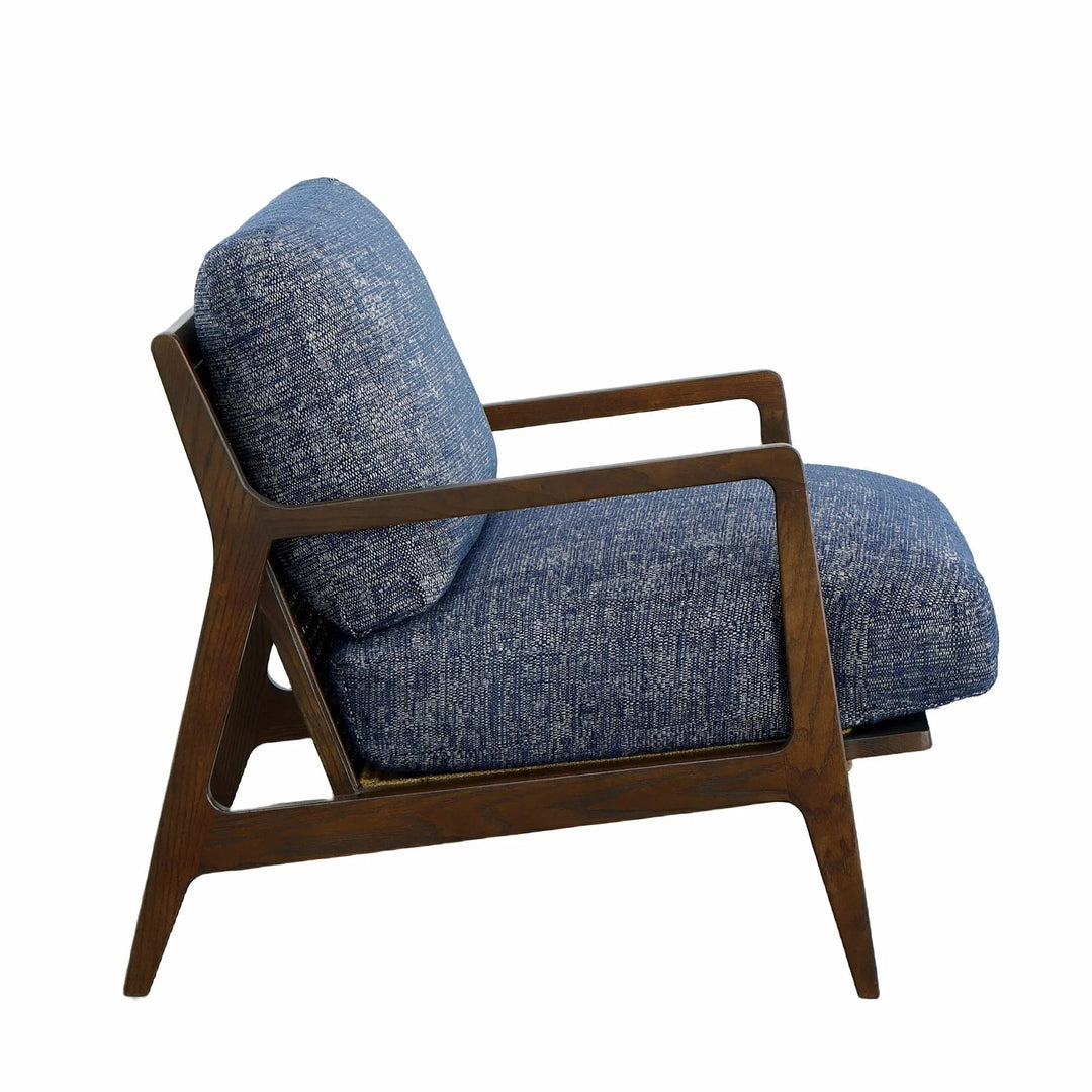 Las Vegas Lawrence Arm Chair in Royal Navy fabric colorway side view - cane arm chair by LH Imports - Whats New Furniture Portland OR