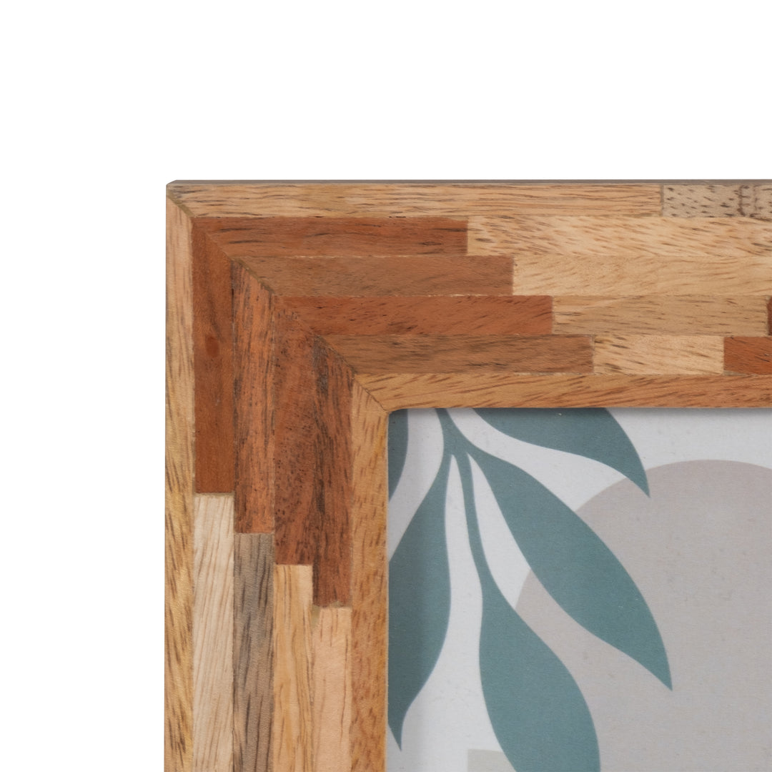 Layered Wood Patchwork Picture Frame, 4x6 corner detail close up - picture frame by Sagebrook Home - Whats New Furniture Portland OR