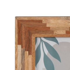 Layered Wood Patchwork Picture Frame, 4x6 corner detail close up - picture frame by Sagebrook Home - Whats New Furniture Portland OR