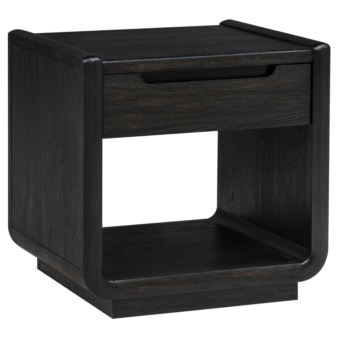 Leandro 1-drawer Wood Occasional Side End Table Burnished Black - What&